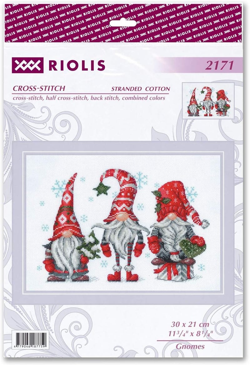 Riolis - Gnomes 2171, Christmas Cross Stitch Kits 11¾"x8¼, Cross Stitch for Beginners & Advanced, Crossstitch for Adults, Counted Stitching Kits, Embroidery Kit Christmas - Image 2